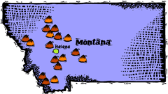 Montana woodcut map showing location of Helena